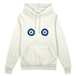 Sulu Boya Nazar Oversize Hoodie - Beyaz - ön görünüm