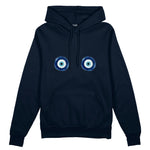 Sulu Boya Nazar Oversize Hoodie - Lacivert - ön görünüm