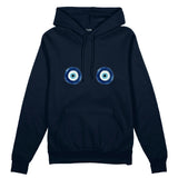 Sulu Boya Nazar Oversize Hoodie - Lacivert - ön görünüm