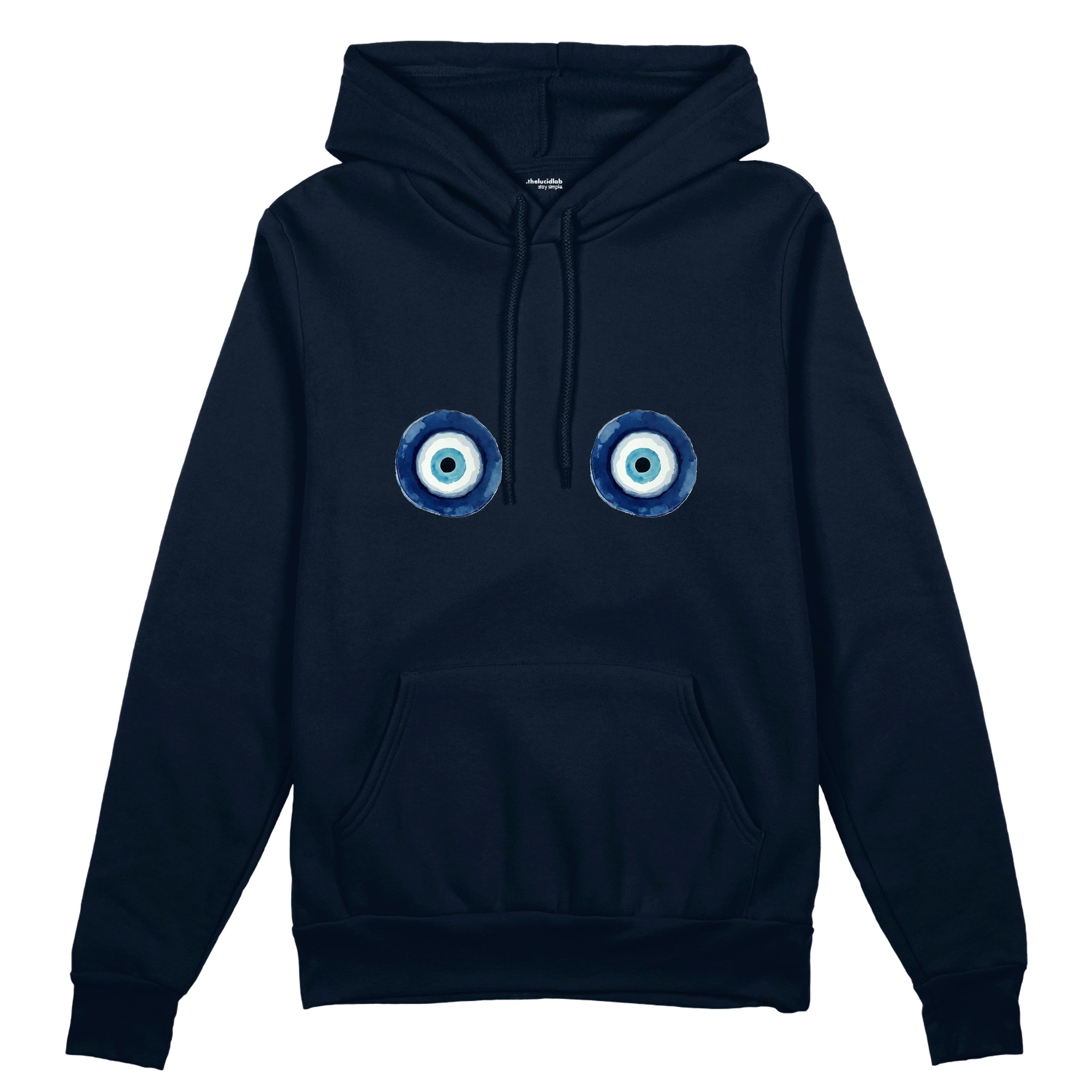 Sulu Boya Nazar Oversize Hoodie - Lacivert - ön görünüm