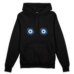 Sulu Boya Nazar Oversize Hoodie - Siyah - ön görünüm