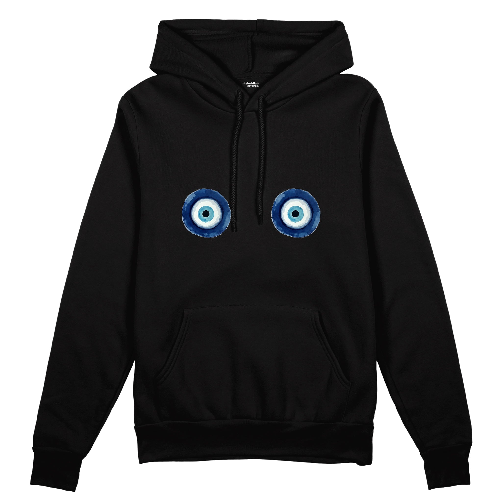 Sulu Boya Nazar Oversize Hoodie - Siyah - ön görünüm