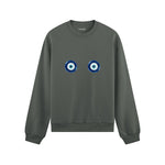 Sulu Boya Nazar Oversize Sweatshirt - Antrasit - ön görünüm