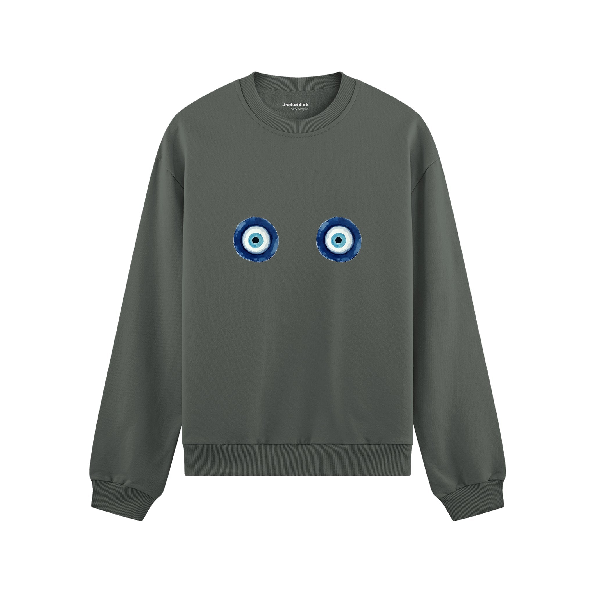 Sulu Boya Nazar Oversize Sweatshirt - Antrasit - ön görünüm