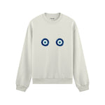 Sulu Boya Nazar Oversize Sweatshirt - Beyaz - ön görünüm