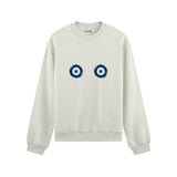Sulu Boya Nazar Oversize Sweatshirt - Beyaz - ön görünüm