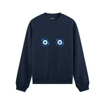 Sulu Boya Nazar Oversize Sweatshirt - Lacivert - ön görünüm