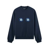 Sulu Boya Nazar Oversize Sweatshirt - Lacivert - ön görünüm