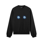 Sulu Boya Nazar Oversize Sweatshirt - Siyah - ön görünüm