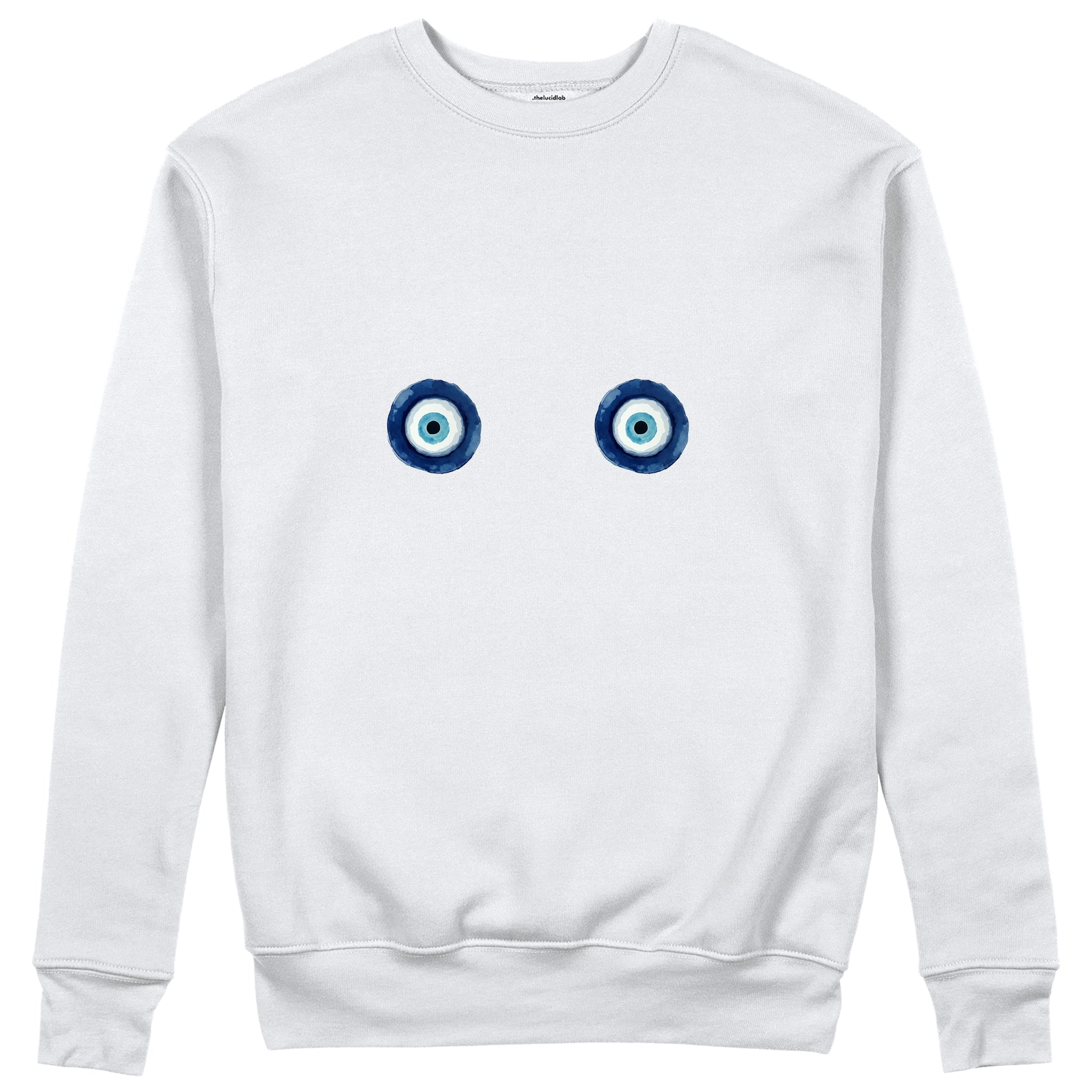 Sulu Boya Nazar Sweatshirt - Beyaz - ön görünüm