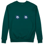 Sulu Boya Nazar Sweatshirt - Koyu Yeşil - ön görünüm