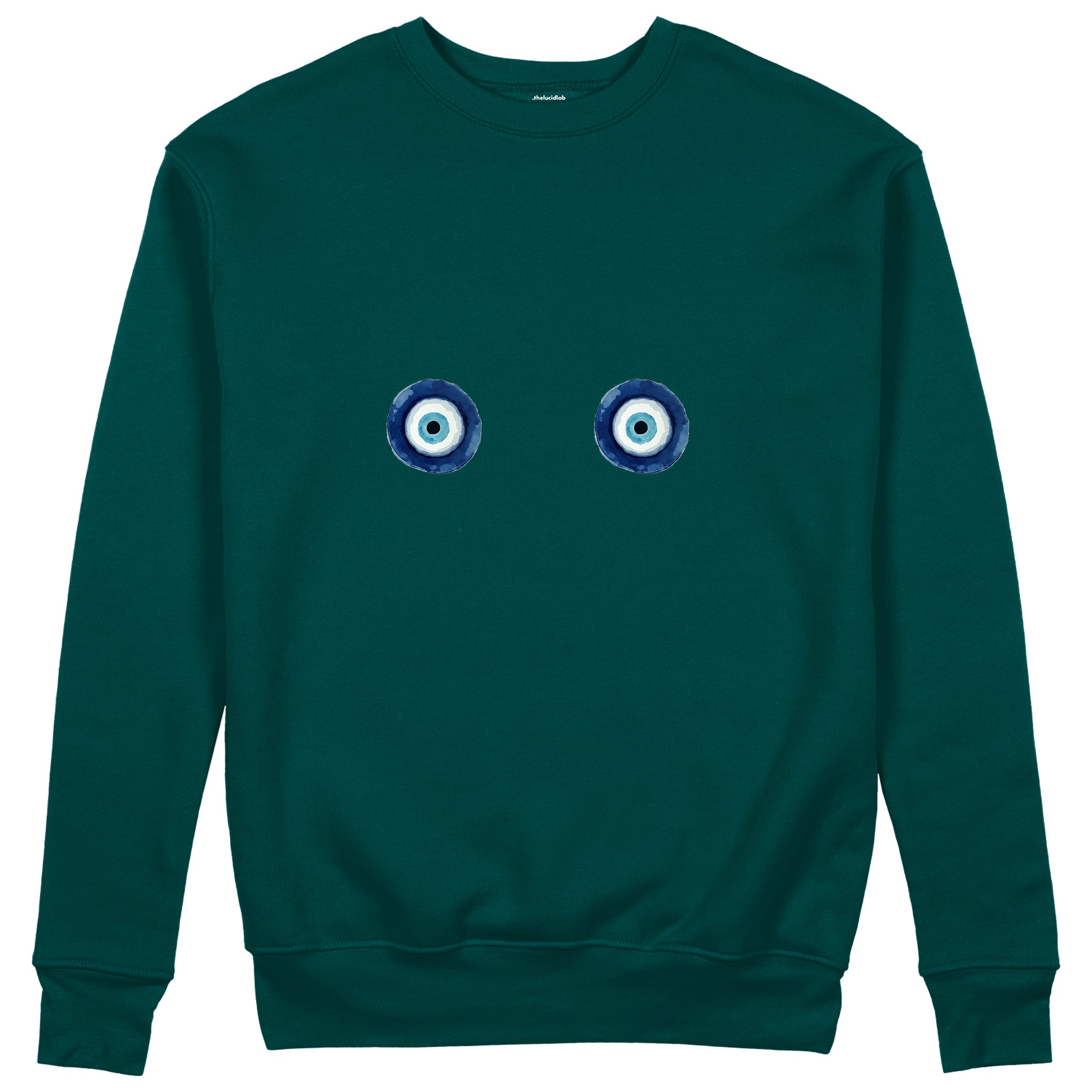 Sulu Boya Nazar Sweatshirt - Koyu Yeşil - ön görünüm