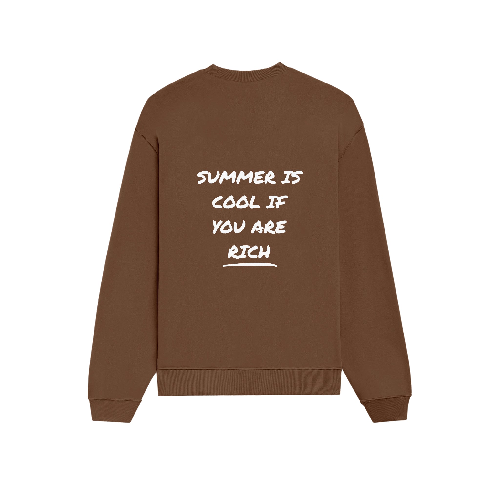 Summer Is Cool If You're Rich Oversize Sweatshirt - Kahverengi - arka görünüm
