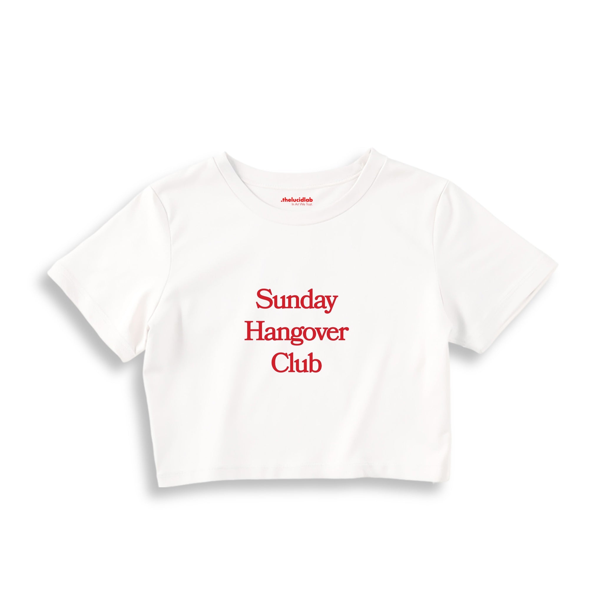 Sunday Hangover Club Crop Tişört — Beyaz
