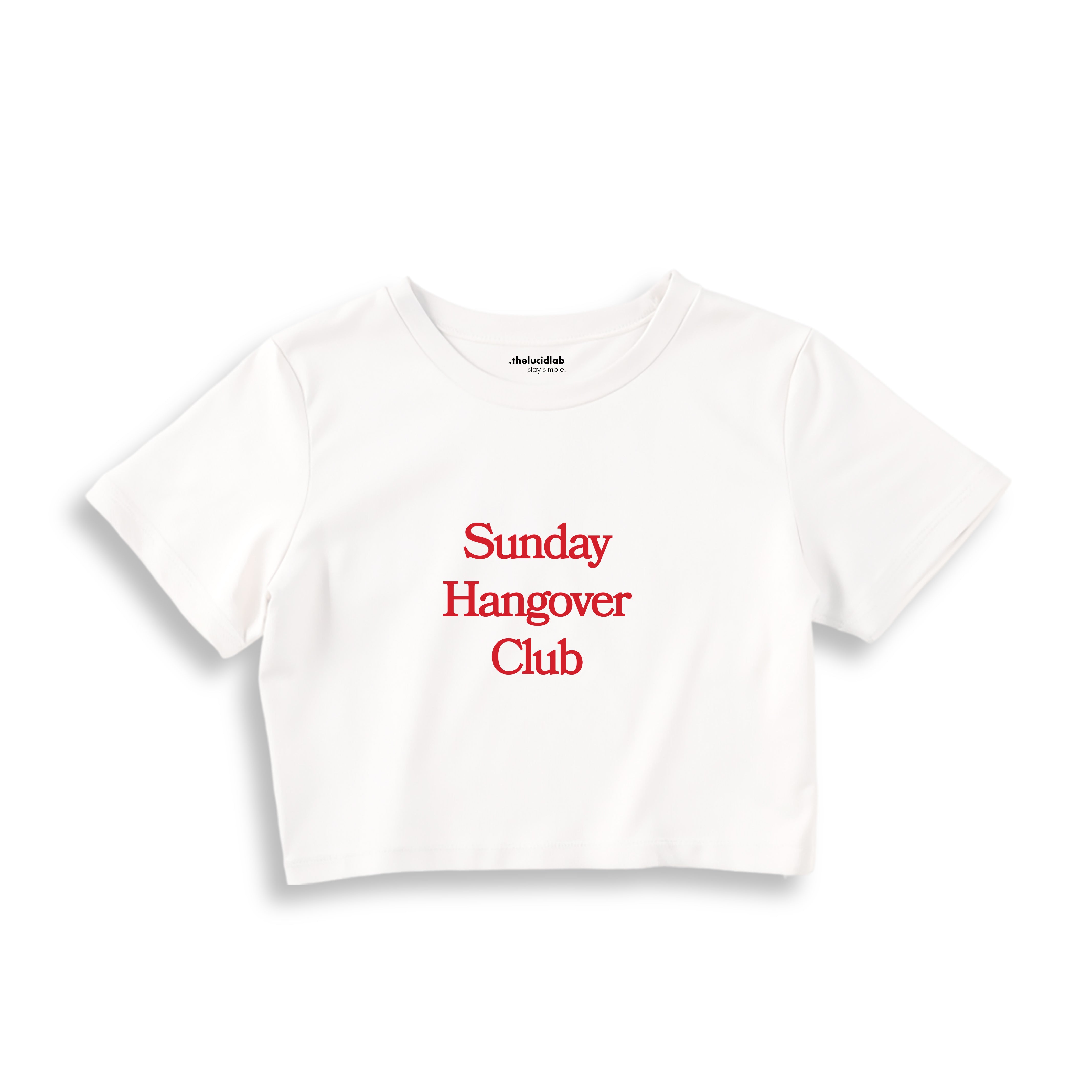 Sunday Hangover Club Crop Tişört - beyaz