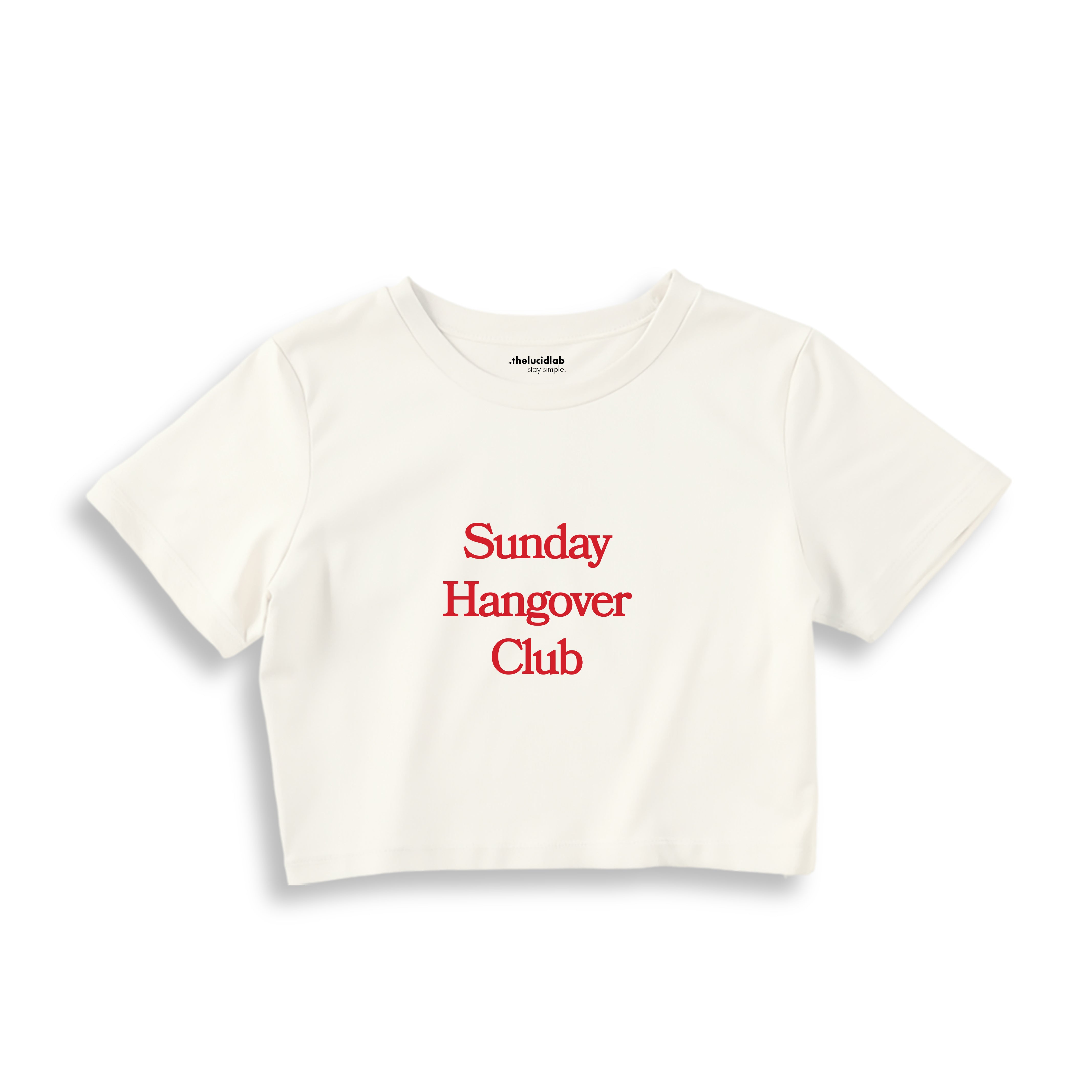 Sunday Hangover Club Crop Tişört - ekru
