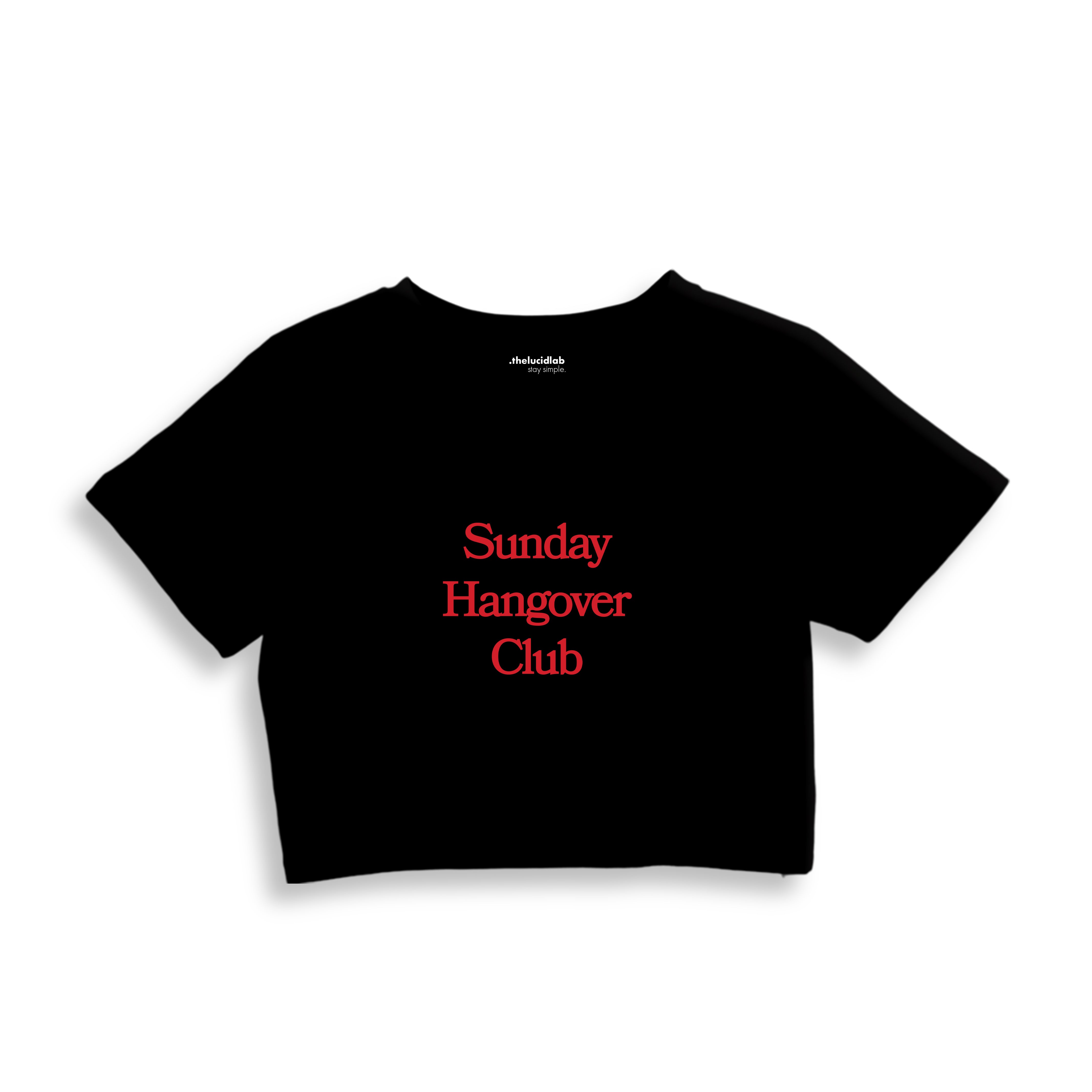 Sunday Hangover Club Crop Tişört - siyah