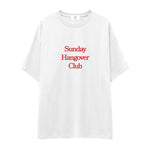 Sunday Hangover Club Oversize Tişört - beyaz