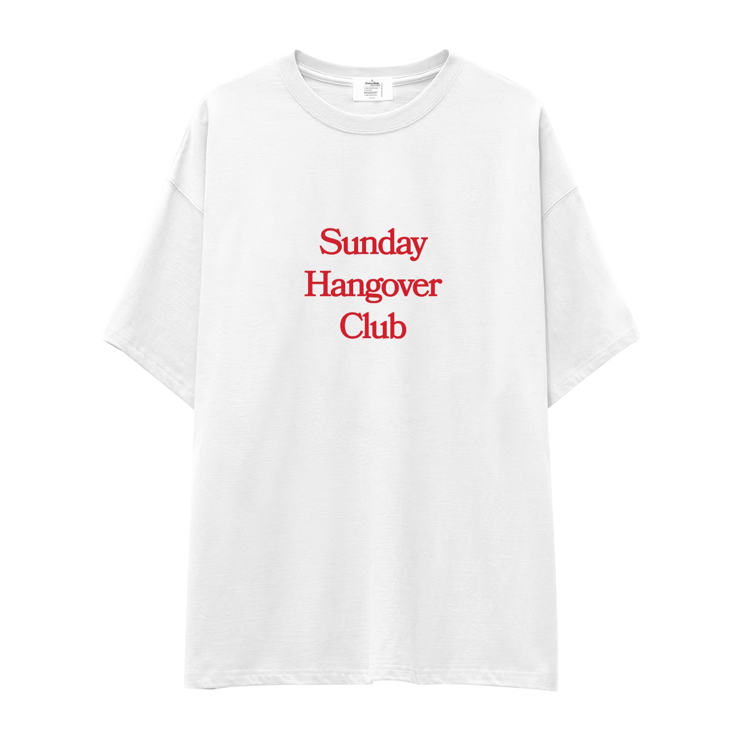 Sunday Hangover Club Oversize Tişört - beyaz