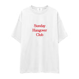 Sunday Hangover Club Oversize Tişört - beyaz