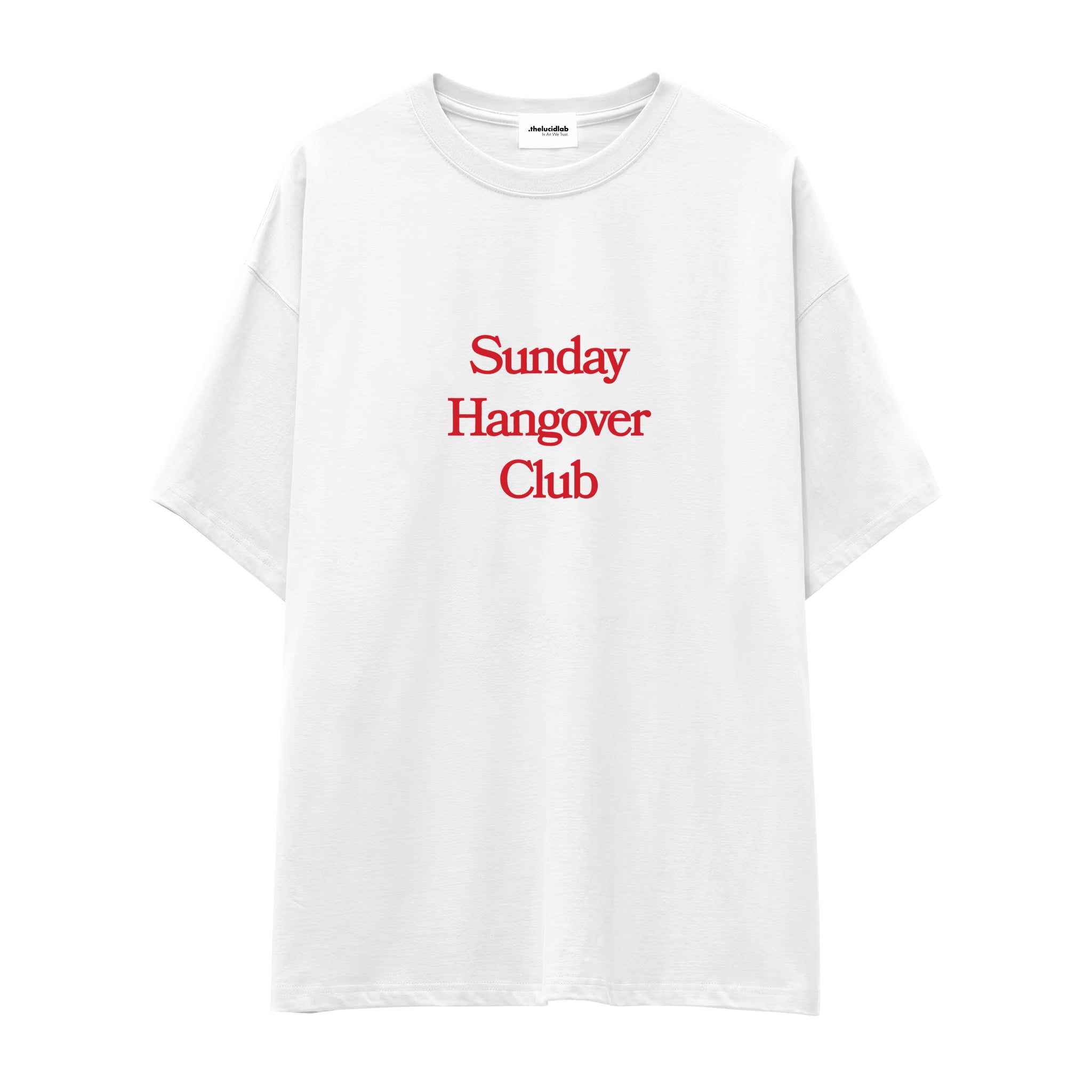 Sunday Hangover Club Oversize Tişört - beyaz
