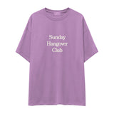Sunday Hangover Club Oversize Tişört - lila