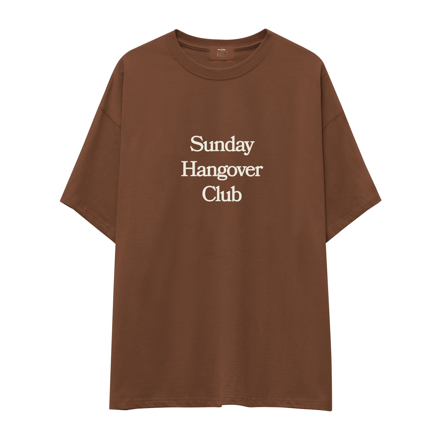 Sunday Hangover Club Oversize Tişört - kahverengi