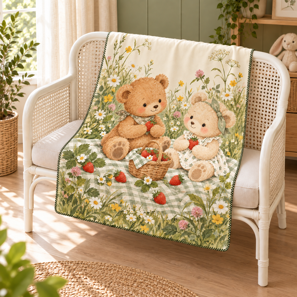 Teddy Picnic Polar Bebek Battaniyesi — Çapraz görünüm