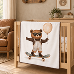 Teddy Rider Polar Bebek Battaniyesi – beşikte görünüm