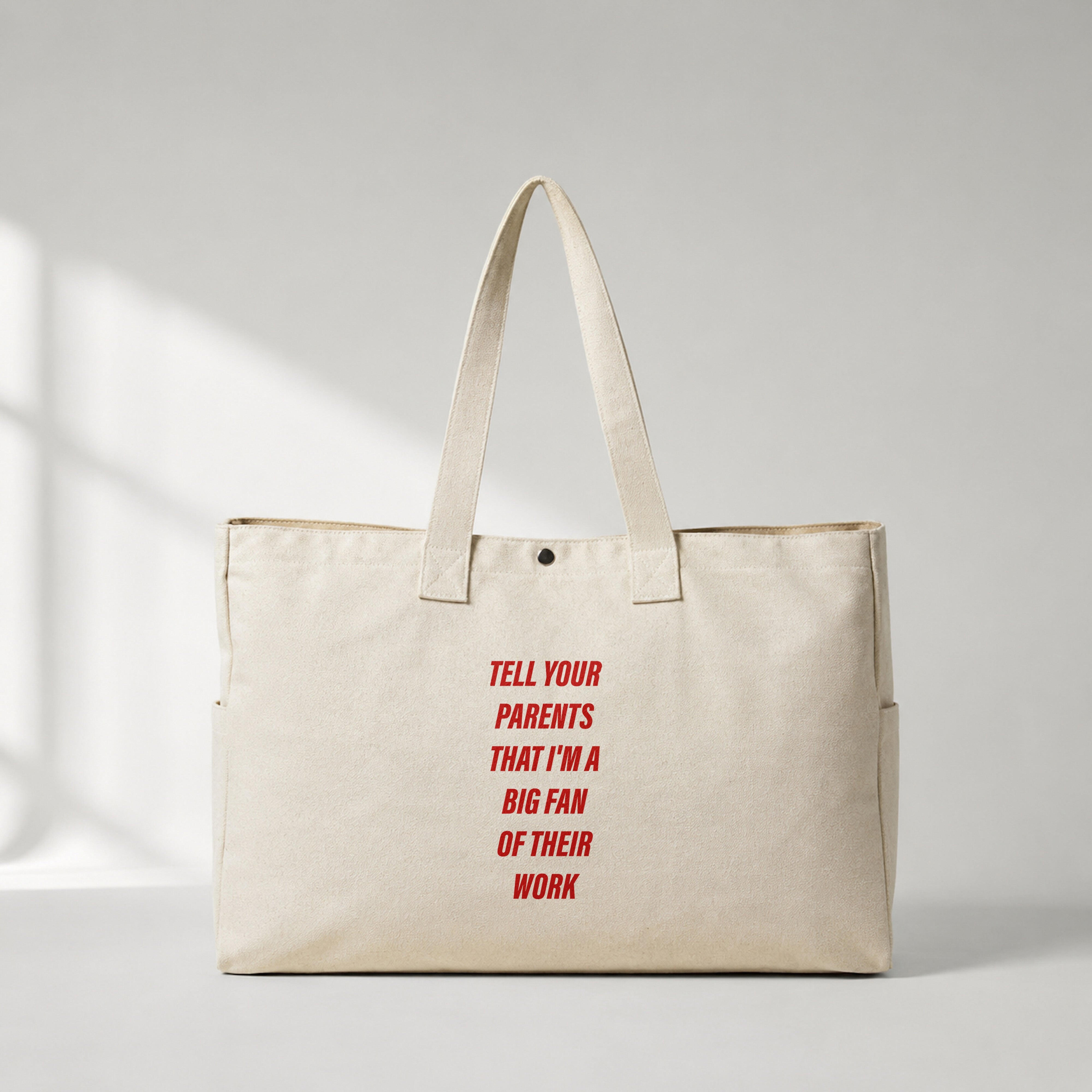 Tell Your Parents Daily Tote Bag – ön görünüm