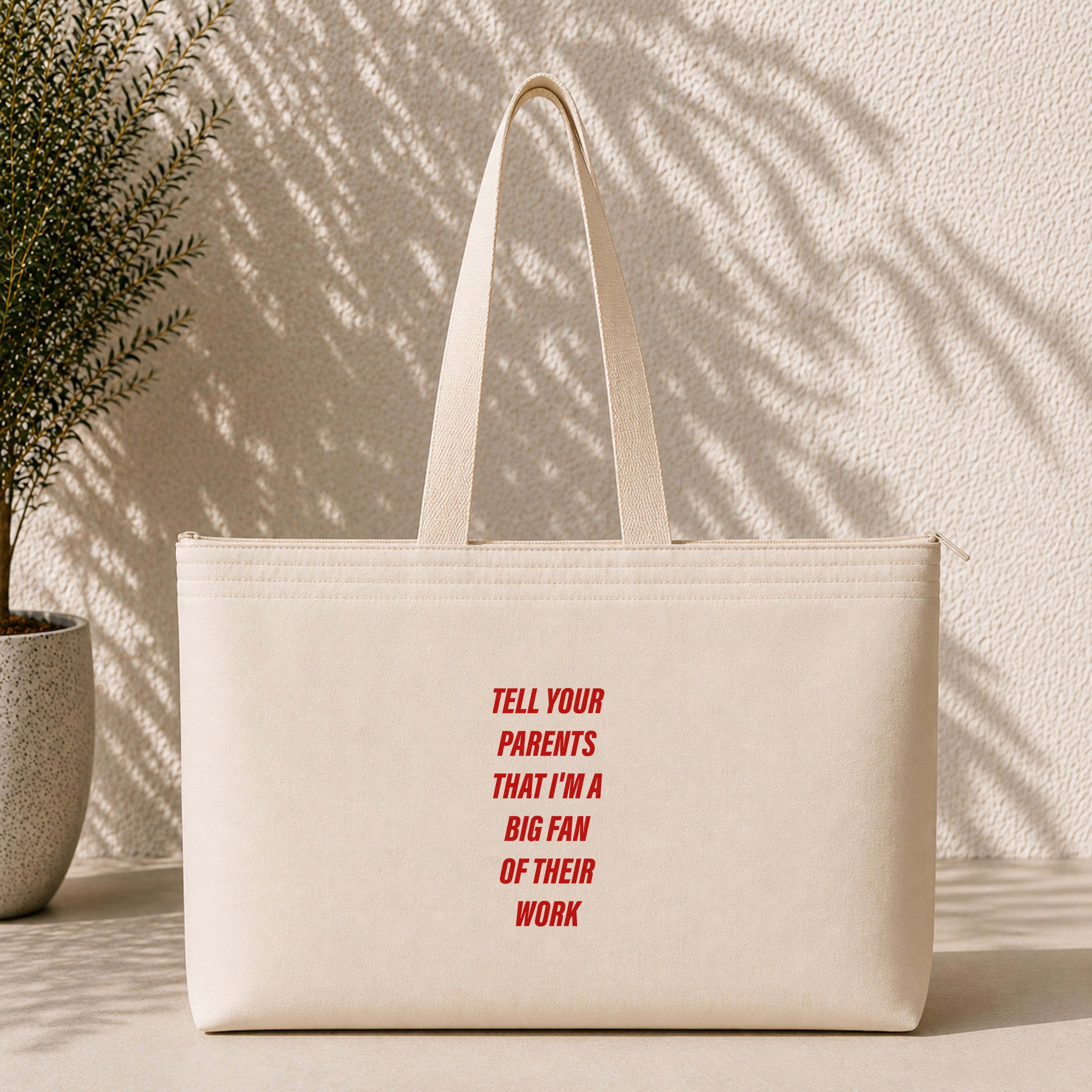 Tell Your Parents Weekend Tote Bag – ön görünüm