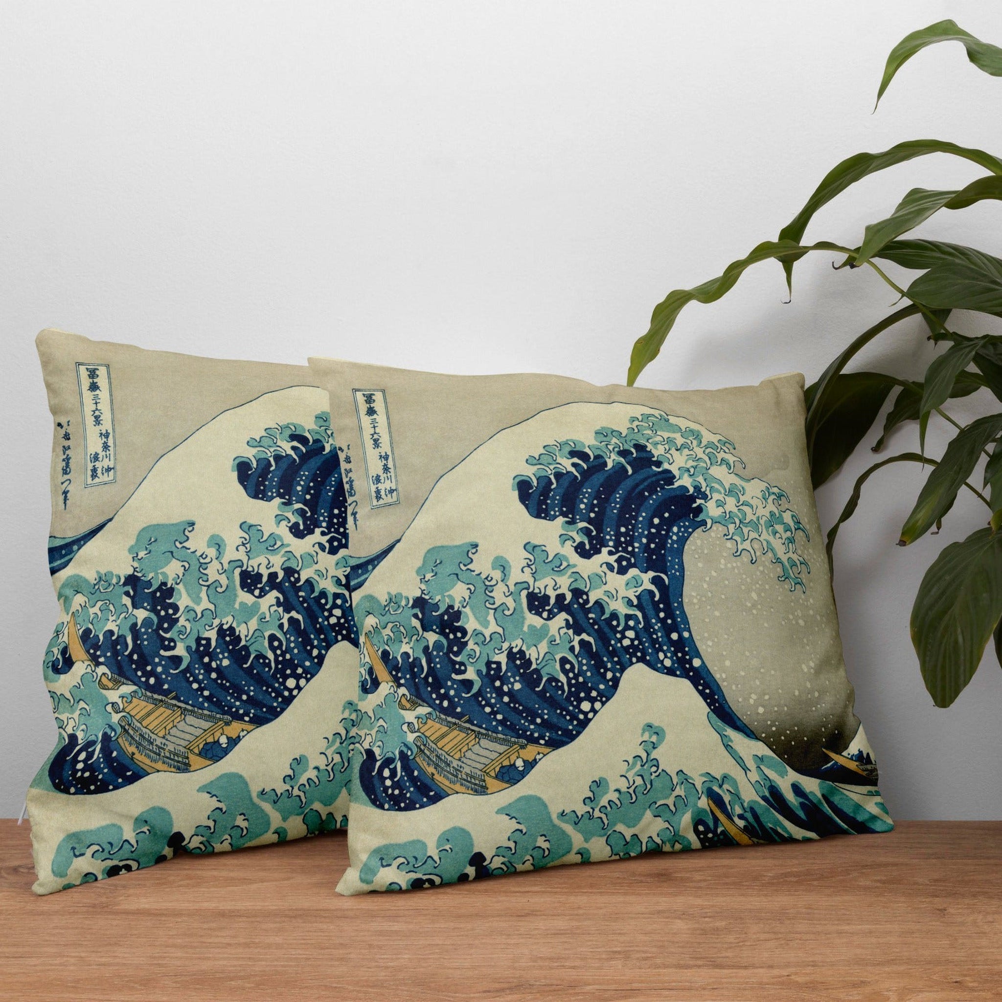 The Great Wave of Kanagawa Çift Taraflı Kırlent Kılıfı 2 Adet