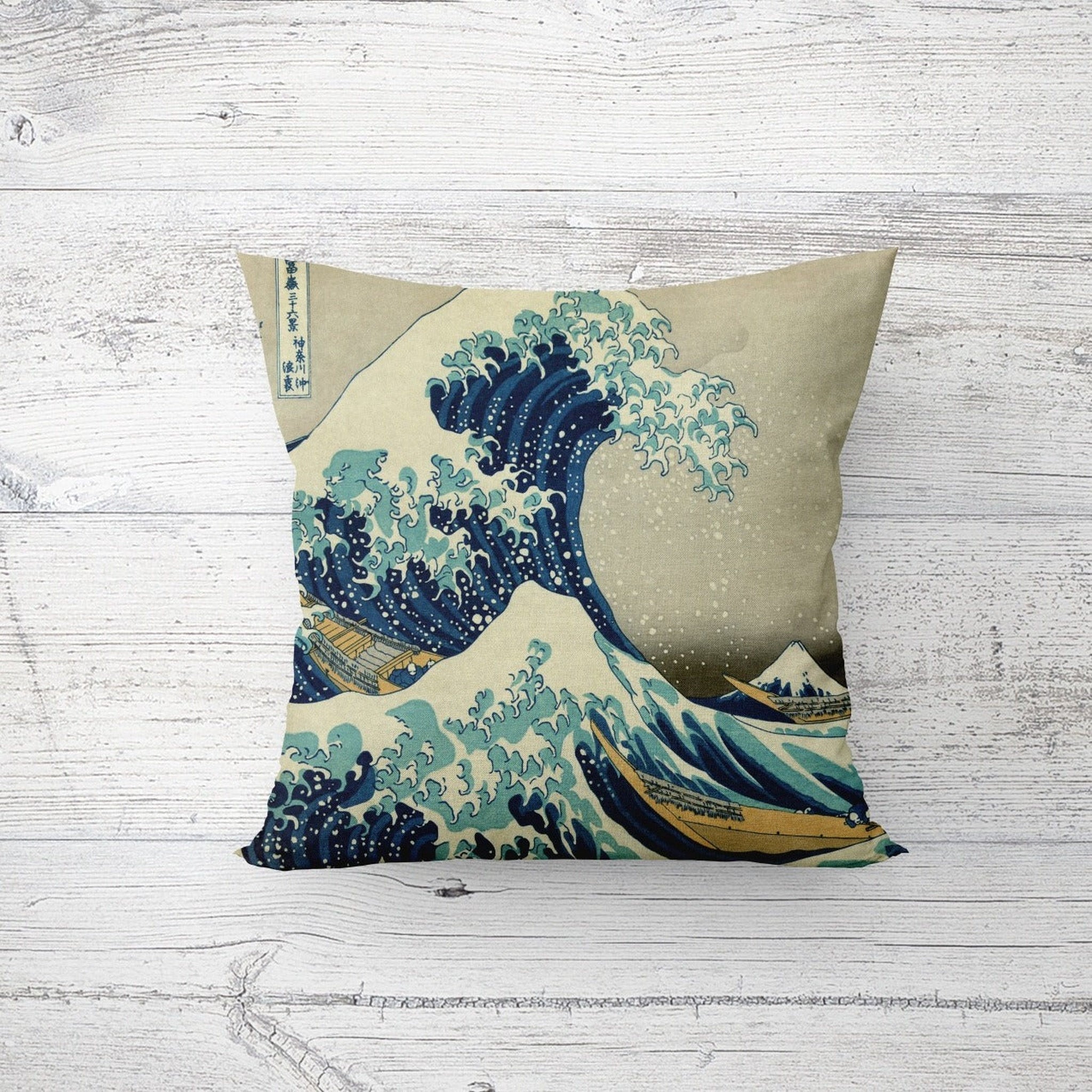 The Great Wave of Kanagawa Çift Taraflı Kırlent Kılıfı 2 Adet