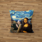 Mona Lisa - İnci Küpeli Kız - The Starry Night Çift Taraflı Kırlent Kılıfı 2 Adet