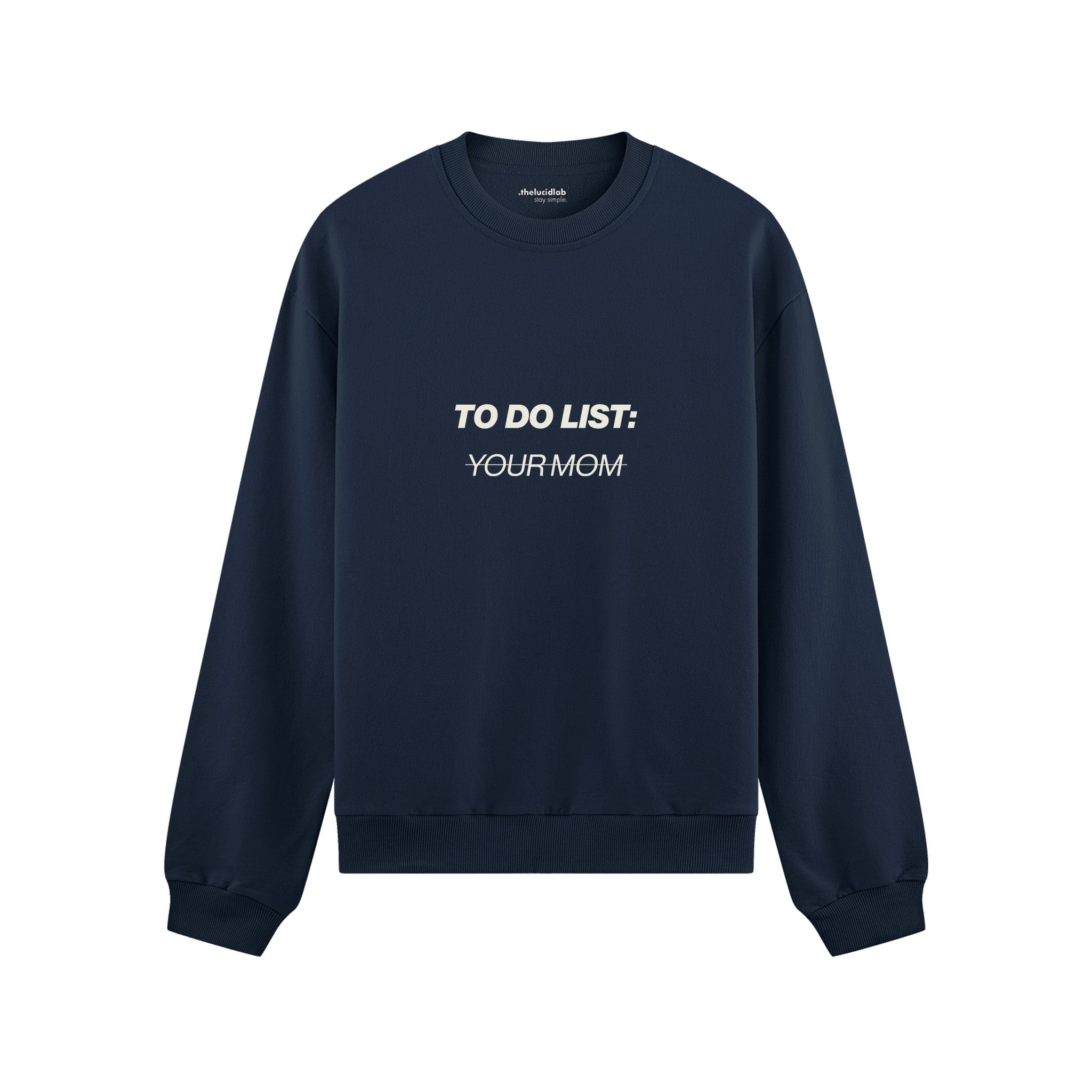 To Do List Oversize Sweatshirt - Lacivert - ön görünüm