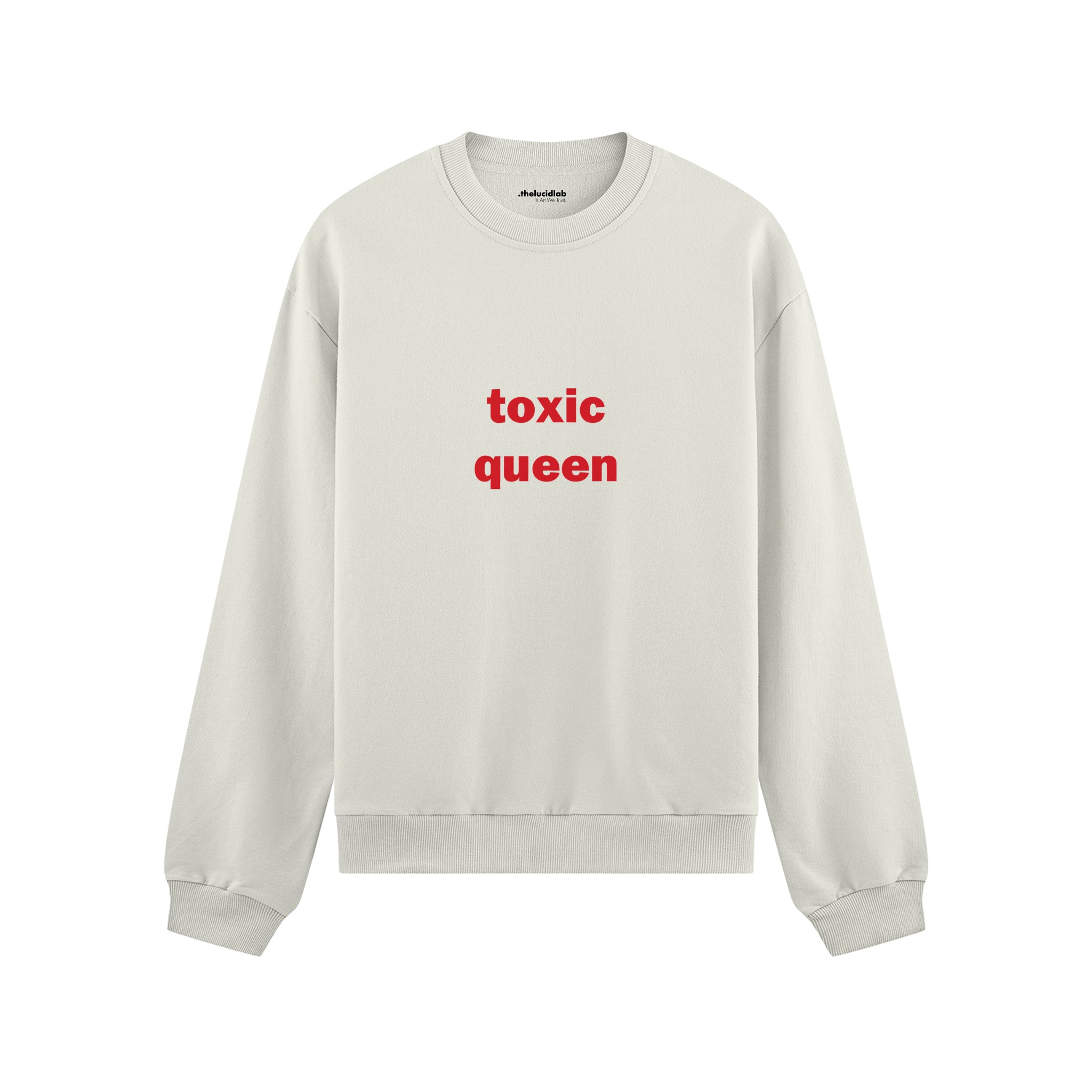 Toxic Queen Oversize Sweatshirt - Beyaz - ön görünüm
