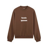 Toxic Queen Oversize Sweatshirt - Kahverengi - ön görünüm