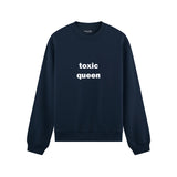 Toxic Queen Oversize Sweatshirt - Lacivert - ön görünüm