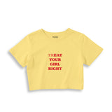 Treat Your Girl Right Crop Tişört - sari