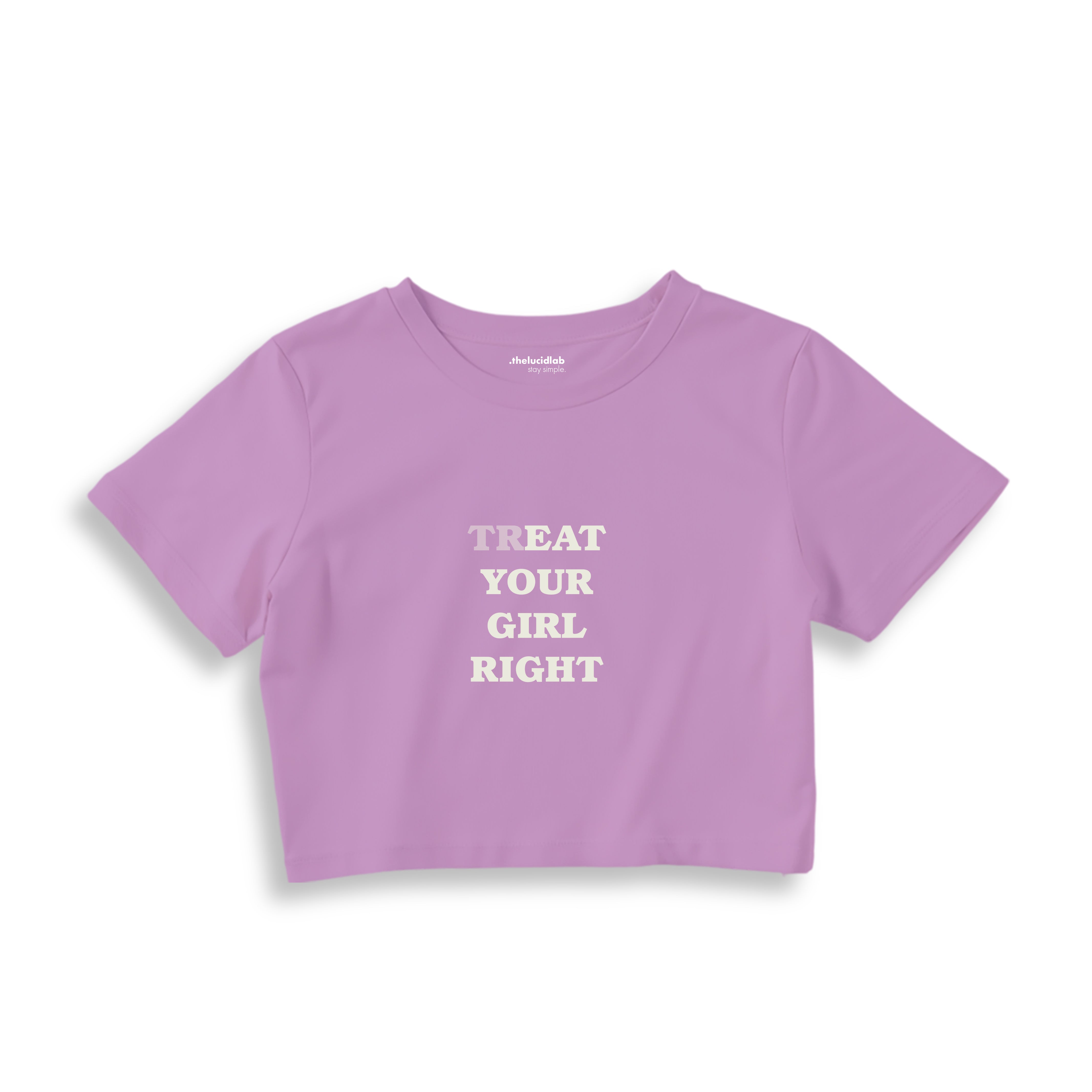 Treat Your Girl Right Crop Tişört - lila