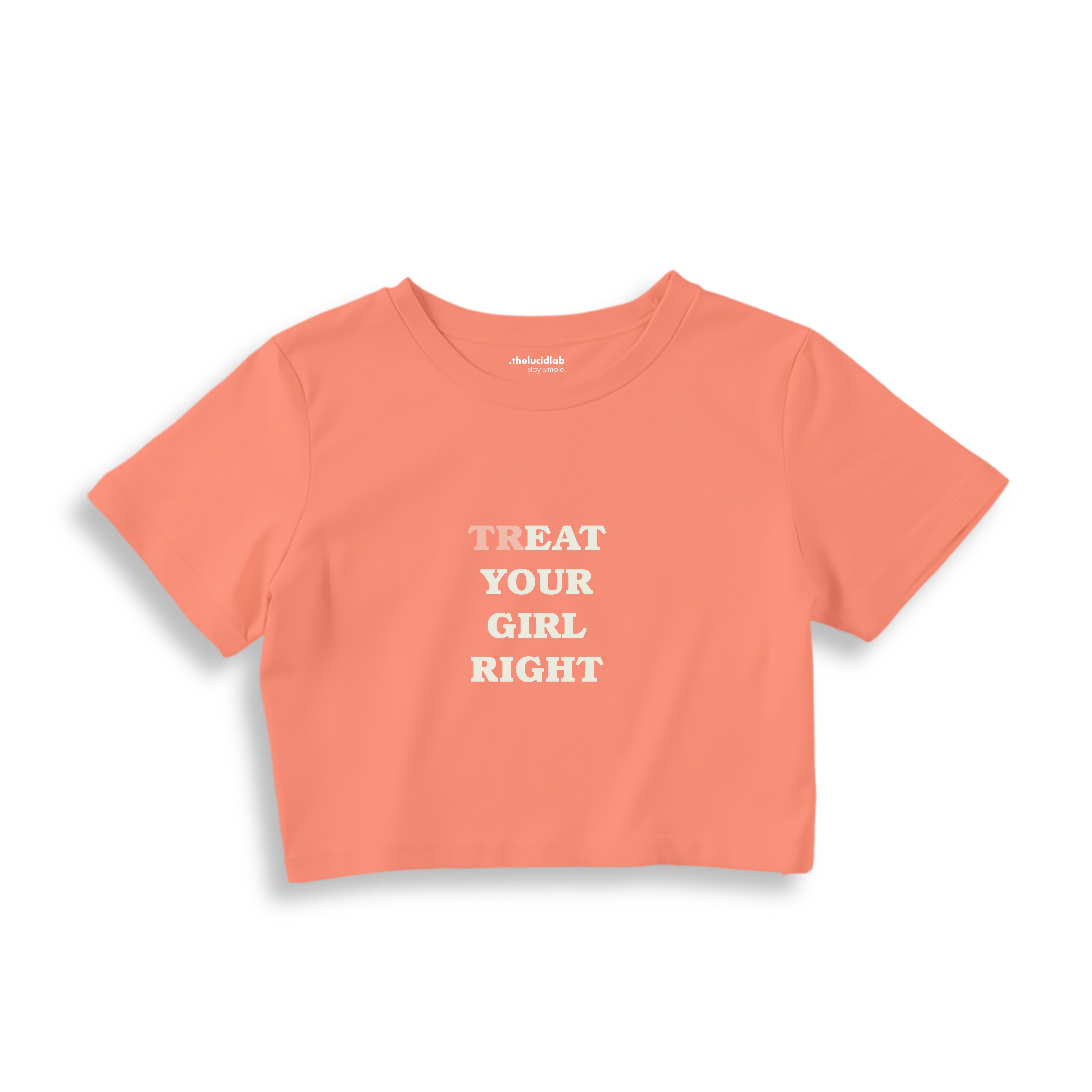 Treat Your Girl Right Crop Tişört - somon