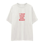 Treat Your Girl Right Oversize Tişört - ekru