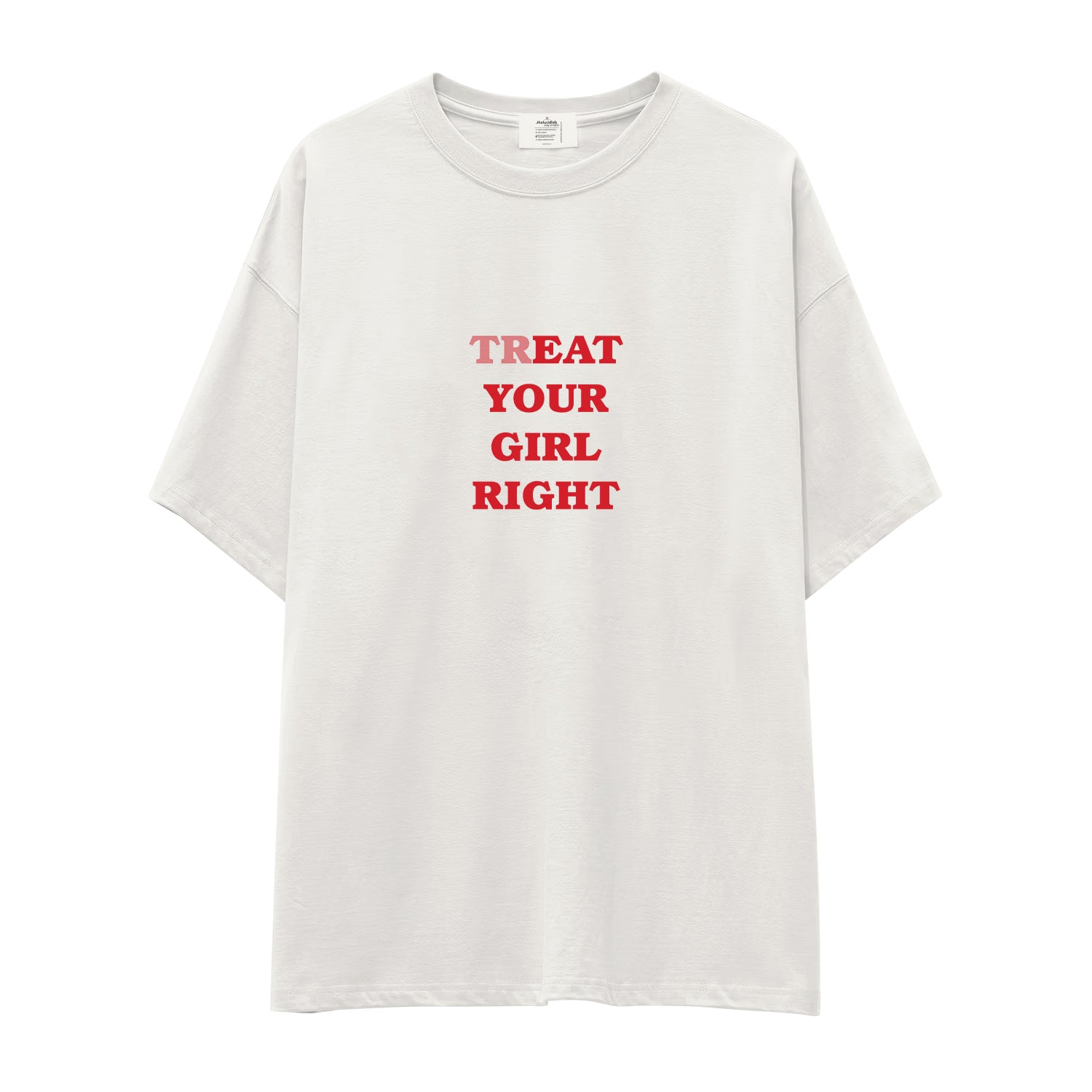 Treat Your Girl Right Oversize Tişört - ekru