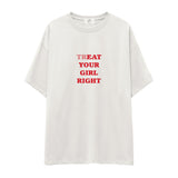 Treat Your Girl Right Oversize Tişört - ekru
