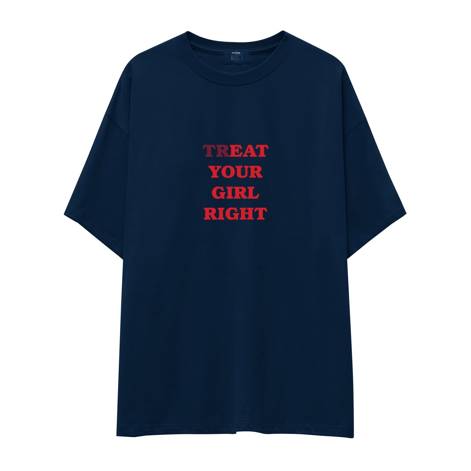 Treat Your Girl Right Oversize Tişört - lacivert-1