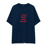 Treat Your Girl Right Oversize Tişört - lacivert-1