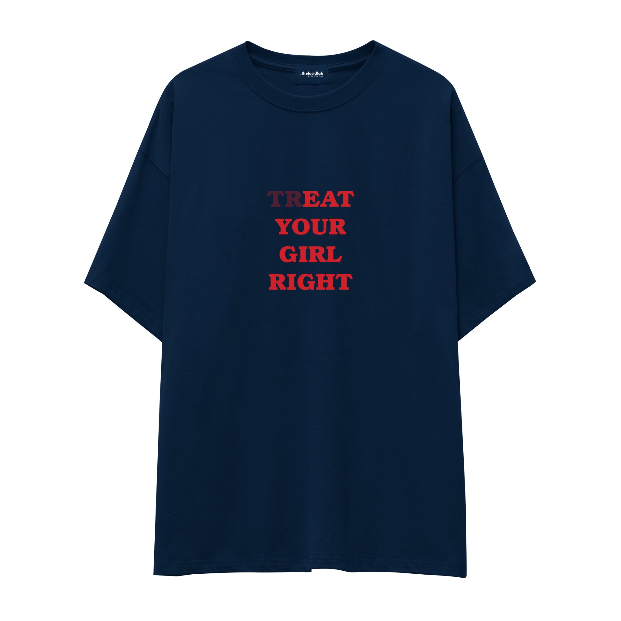 Treat Your Girl Right Oversize Tişört - lacivert-1