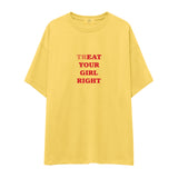 Treat Your Girl Right Oversize Tişört - sari