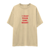 Treat Your Girl Right Oversize Tişört - krem