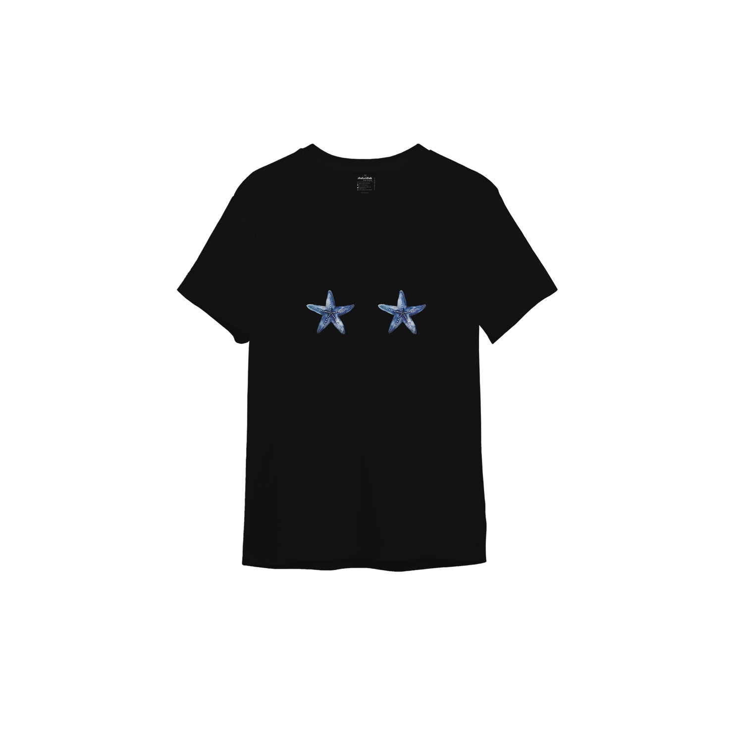 Two Stars Up Tişört - siyah